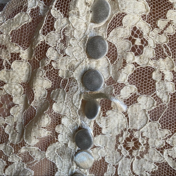 Vintage 1940s homemade lace long sleeve belted wedding dress maxi small XS - Picture 9 of 15